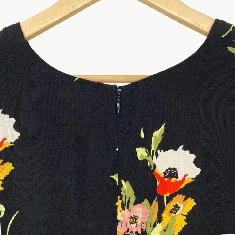 Free People Neon Garden Floral Mini Dress Size 4 Boho Puff Sleeve